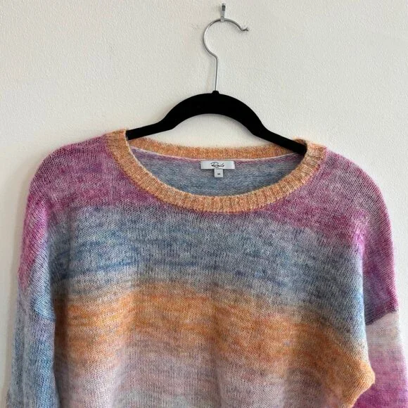 Rails Camille Mohair Blend Sweater Ombre Rainbow Size M Crew Neck Pullover - Picture 4 of 4